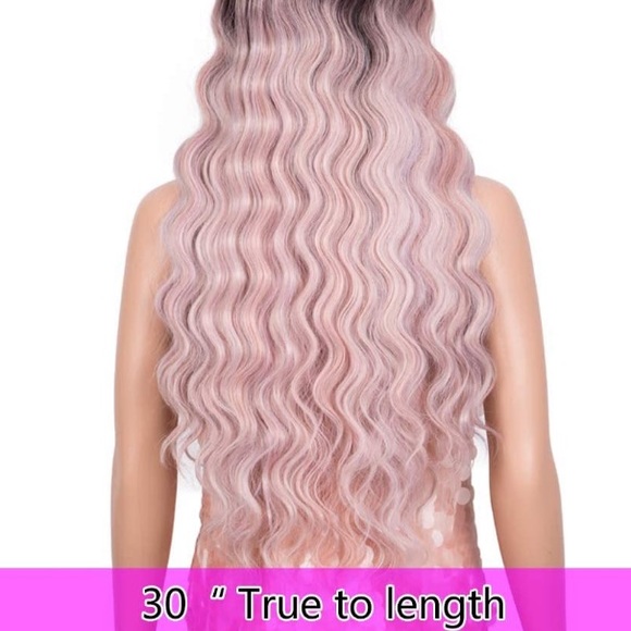 ? EM K 28” ROSE GOLD OMBRÉ WAVY LACE FRONT WIG main image 5